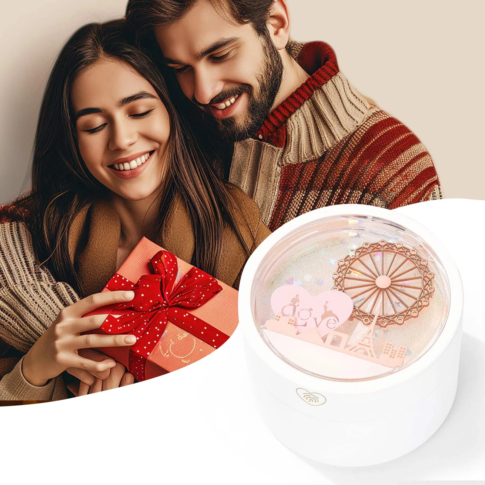 Boîte Cadeau Bijoux Grande Roue Éclatante Blanche