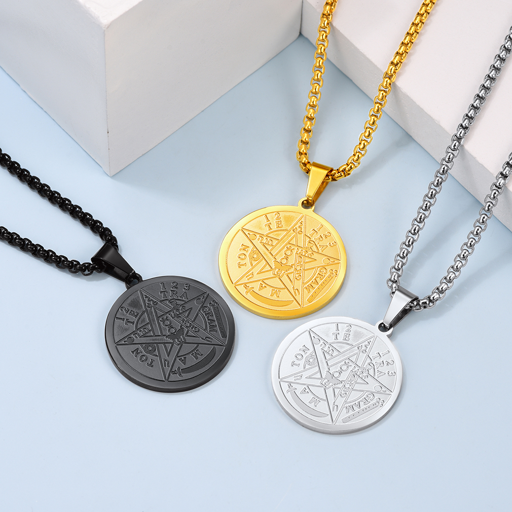 Collier Pentagramme Plaqué avec Pendentif Wiccan Païen Collection