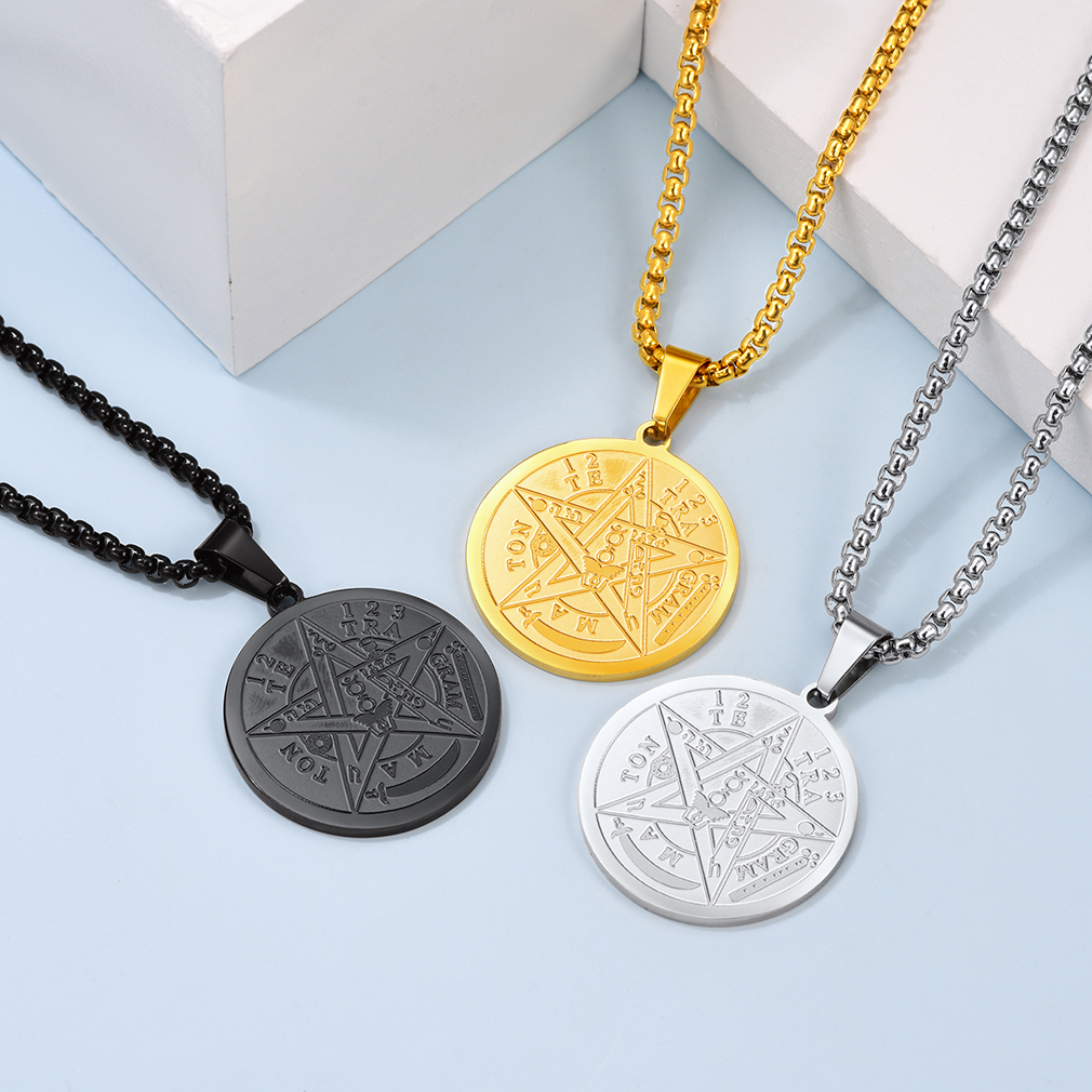 Collier Pentagramme Plaqué avec Pendentif Wiccan Païen Collection