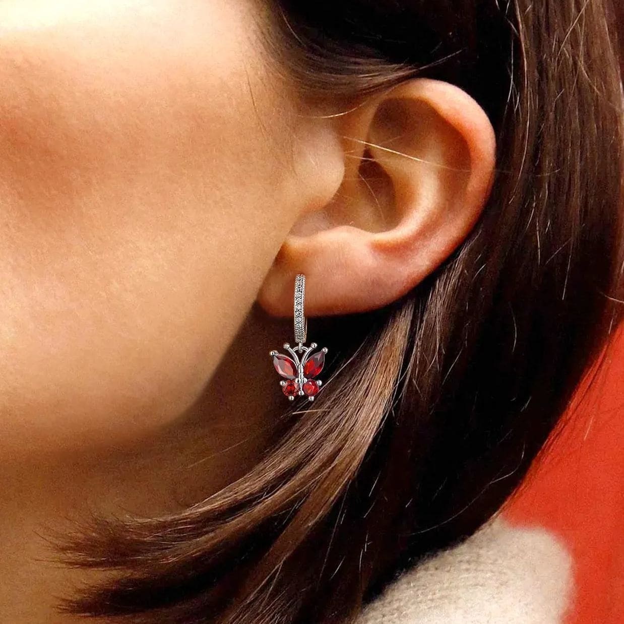 Créoles Papillon en Argent 925 avec Zircon Cubique Cadeau anniversaire femme