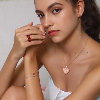 Collier Pendentif Personnalisé avec Photo Cœur Fleur Médaillon Or Rose Modèle