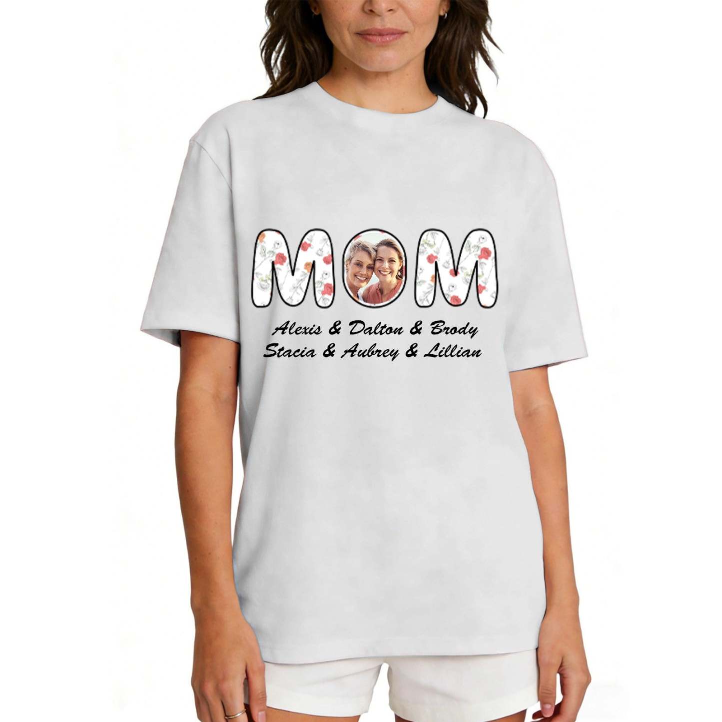 T-shirt Personnalisé Photo & Noms pour Maman