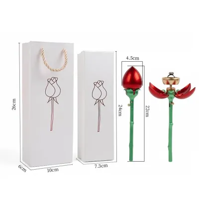 Boîte à Bague en Forme de Rose Rouge