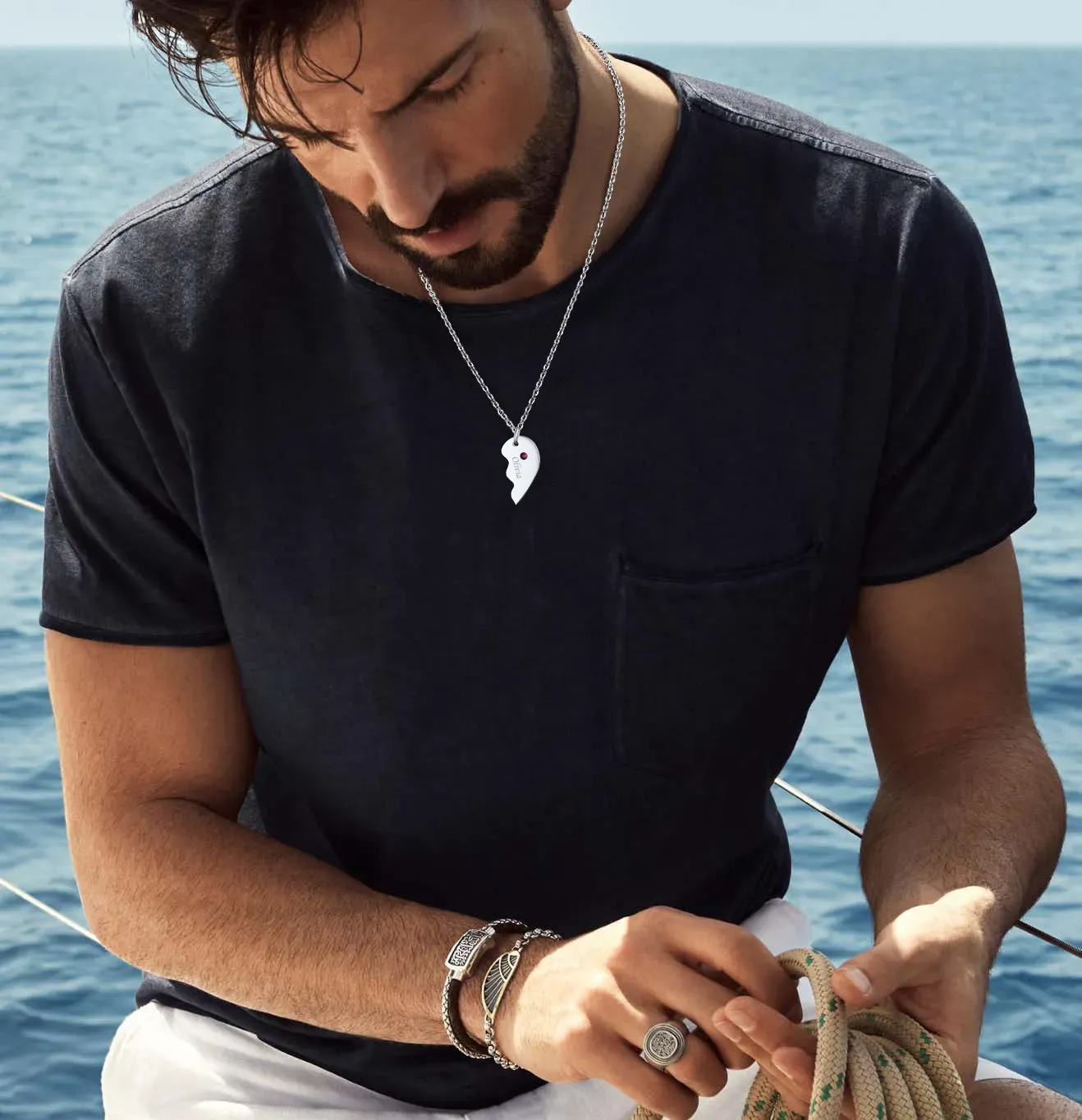 Collier Puzzle Cœur Personnalisé avec Pierre de Naissance