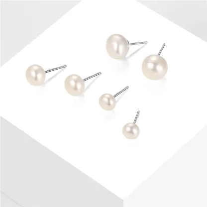 Boucles d’Oreilles Clous en Argent avec Perles d’Eau Douce pour Femmes Toutes Tailles