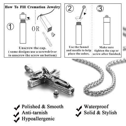 Collier Croix Jésus Urne Funéraire et Bijou Commémoratif Opération