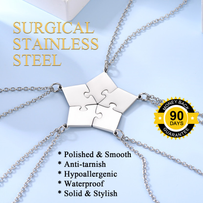 Colliers Puzzle Personnalisés 5 PCS en Acier Inoxydable Détail