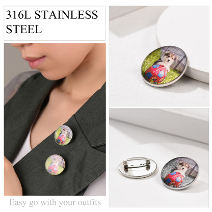 Broche Photo Personnalisée avec Charme Gravé pour Femmes et Hommes Modèle