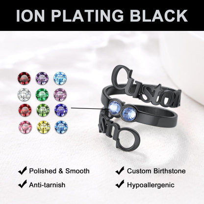 Bague Double Nom avec Pierre de Naissance Intro