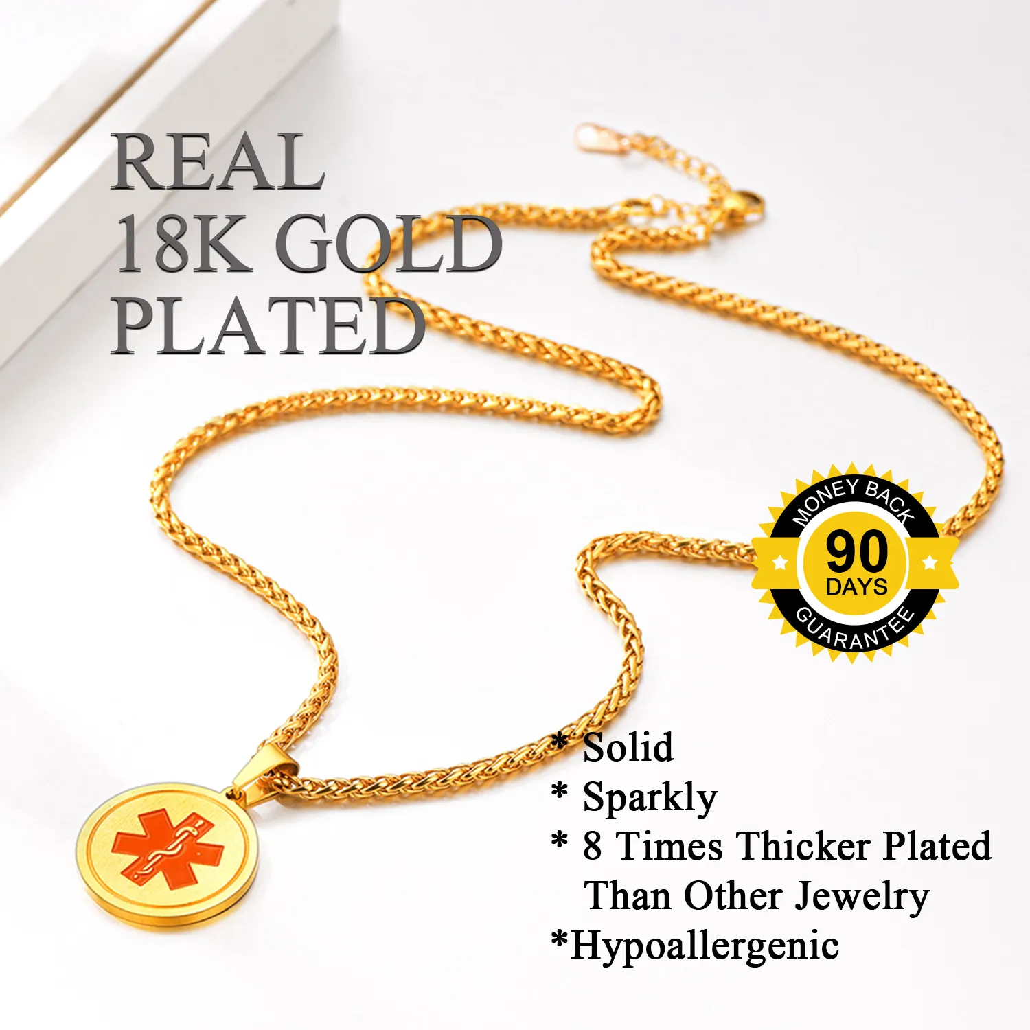 Collier Médical d'Alerte Personnalisé Gravé Détail