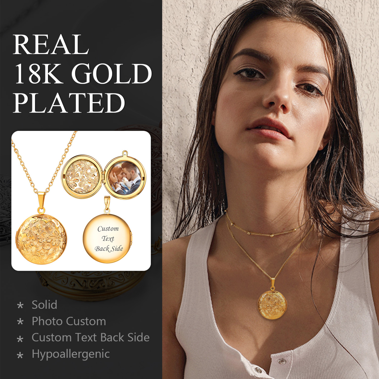 Collier Médaillon Personnalisé Chaîne Réglable pour Femme Détail