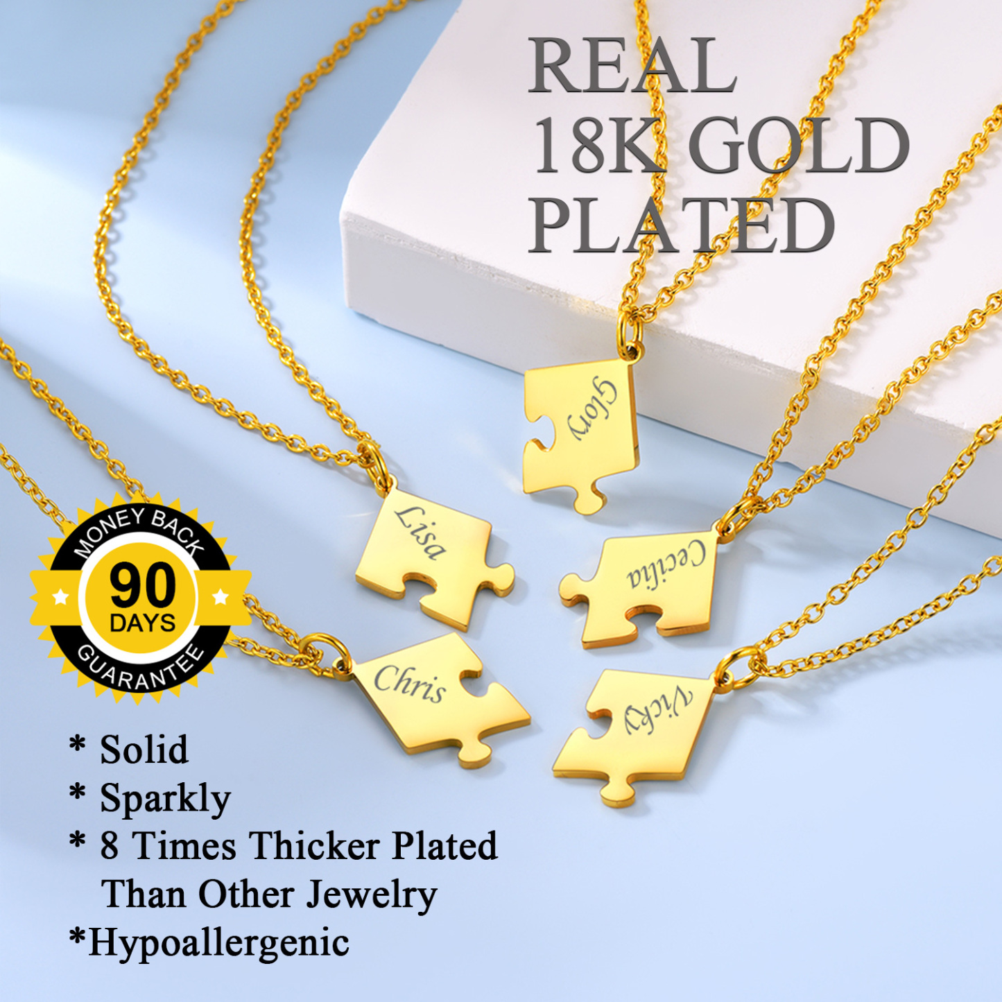 Colliers Puzzle Amitié Personnalisés 5 PCS en Acier Inoxydable pour Famille