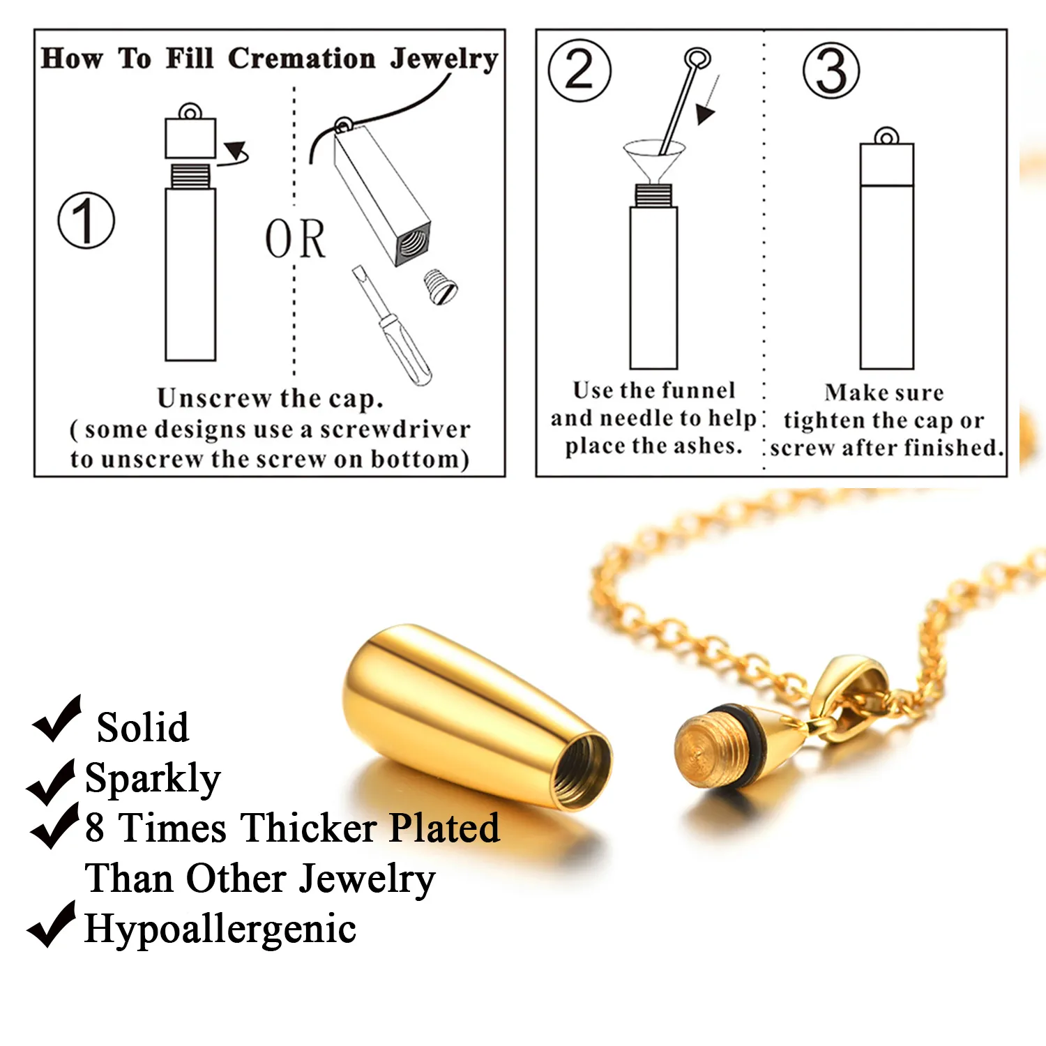 Collier Urne Personnalisé en Forme de Goutte pour Cendres Méthode