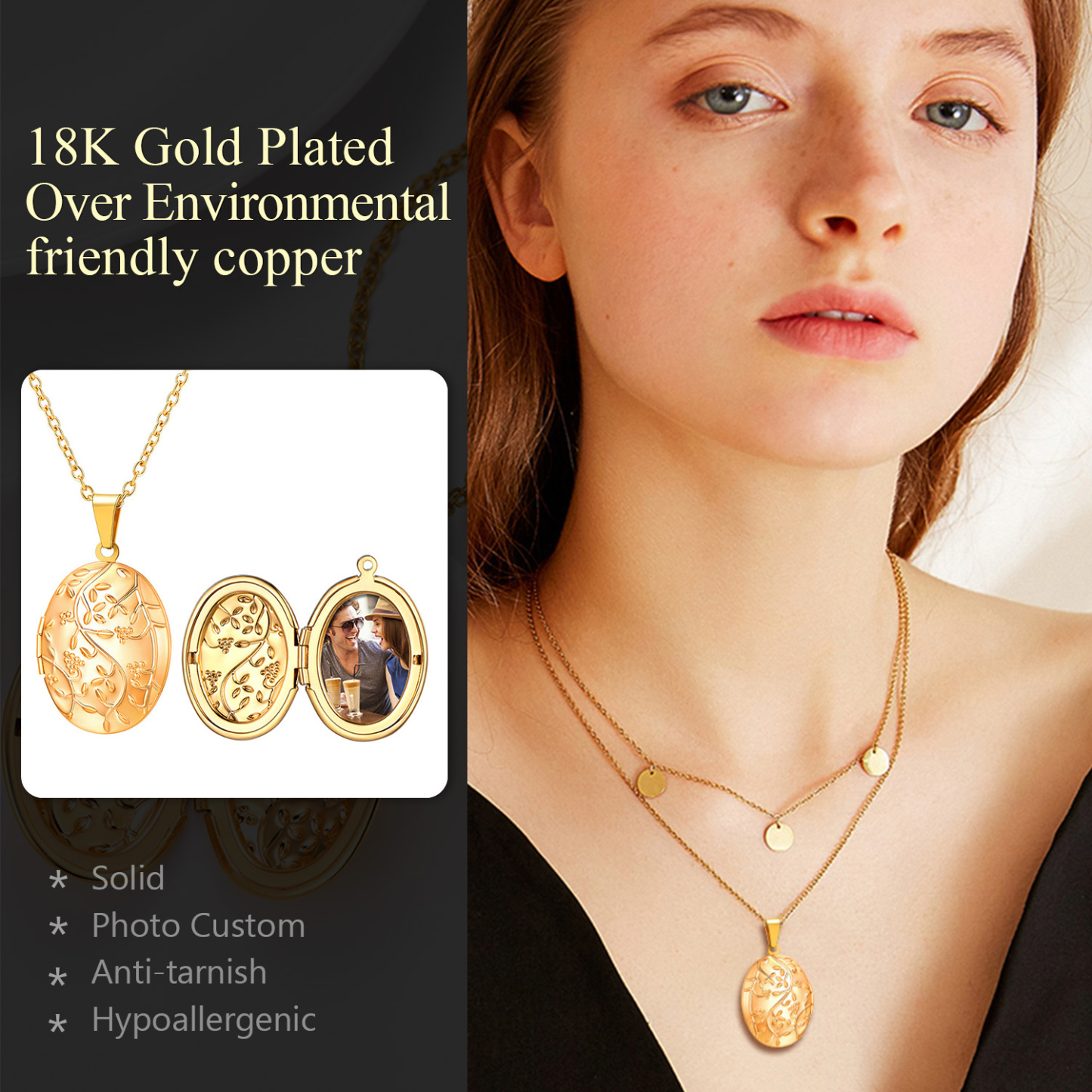Collier Médaillon Personnalisé avec Pendentif Ovale pour Femmes Détail