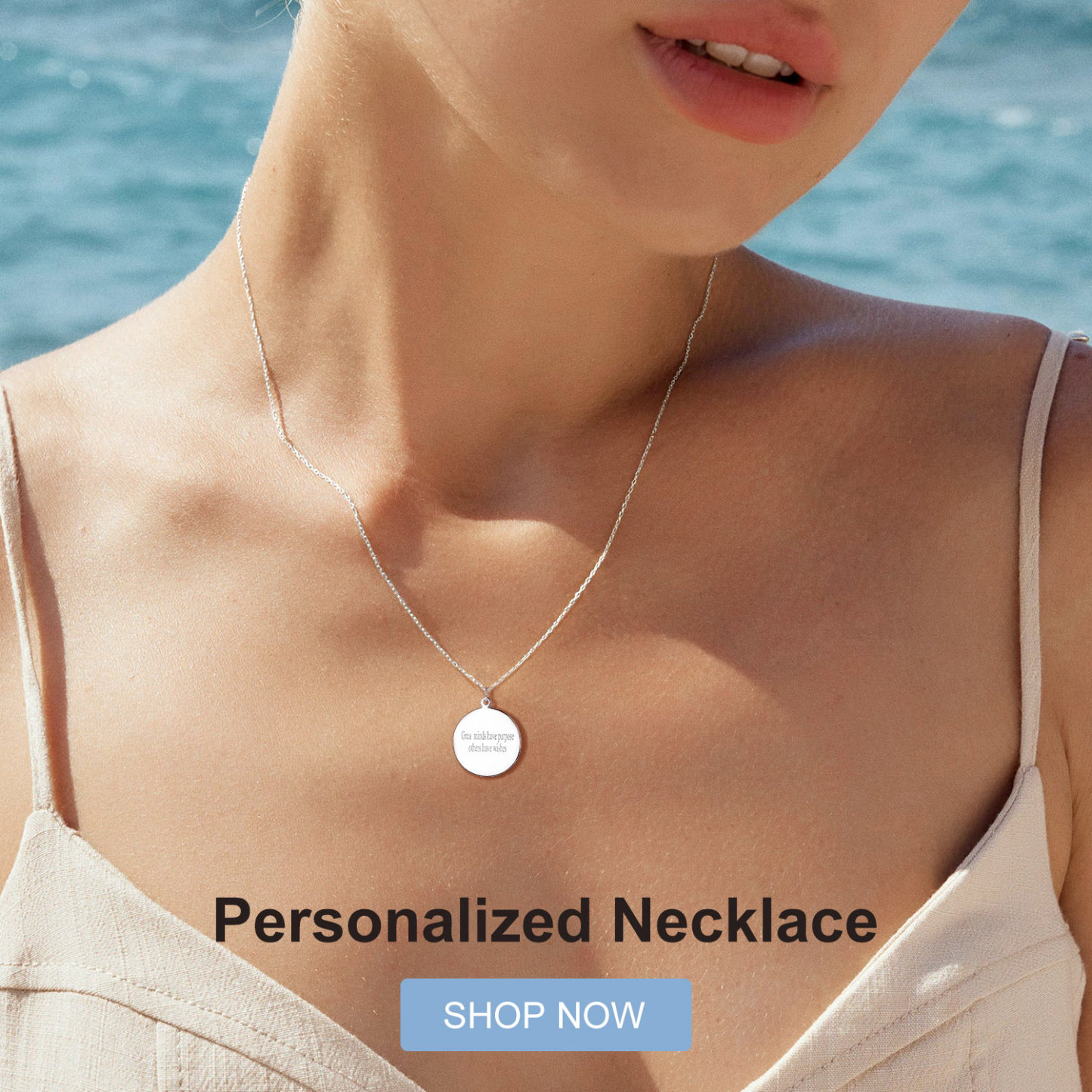 Collier avec Pendentif Rond Personnalisé Gravé 