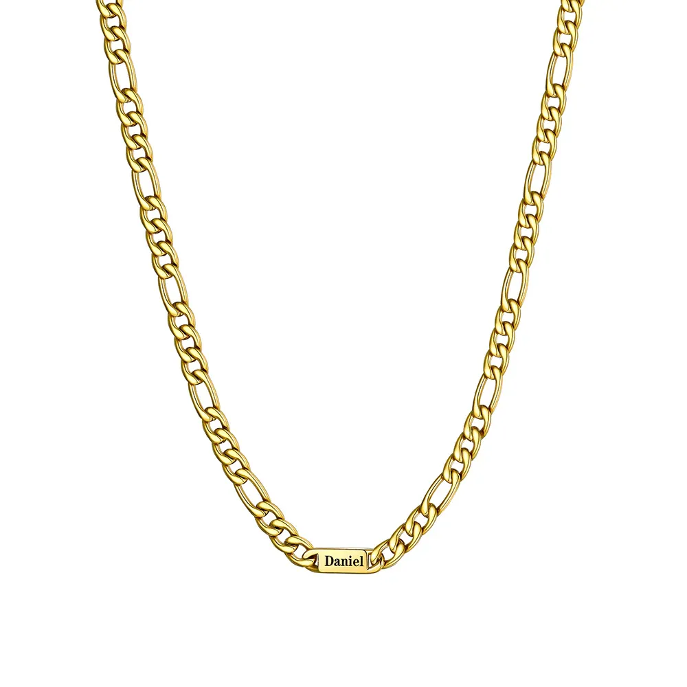Collier 1 Prénoms Homme – Gravure Personnalisée or  