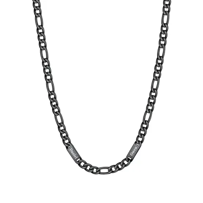 Collier 2 Prénoms noir  Homme – Gravure Personnalisée
