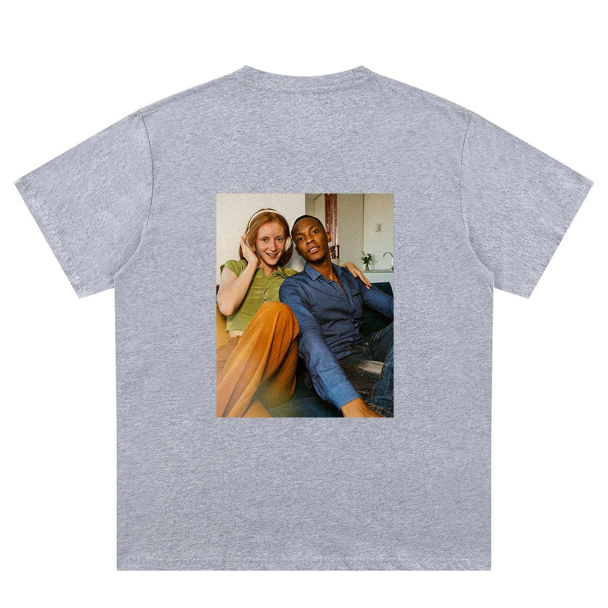 T-shirt Personnalisé avec Photo Gris Homme