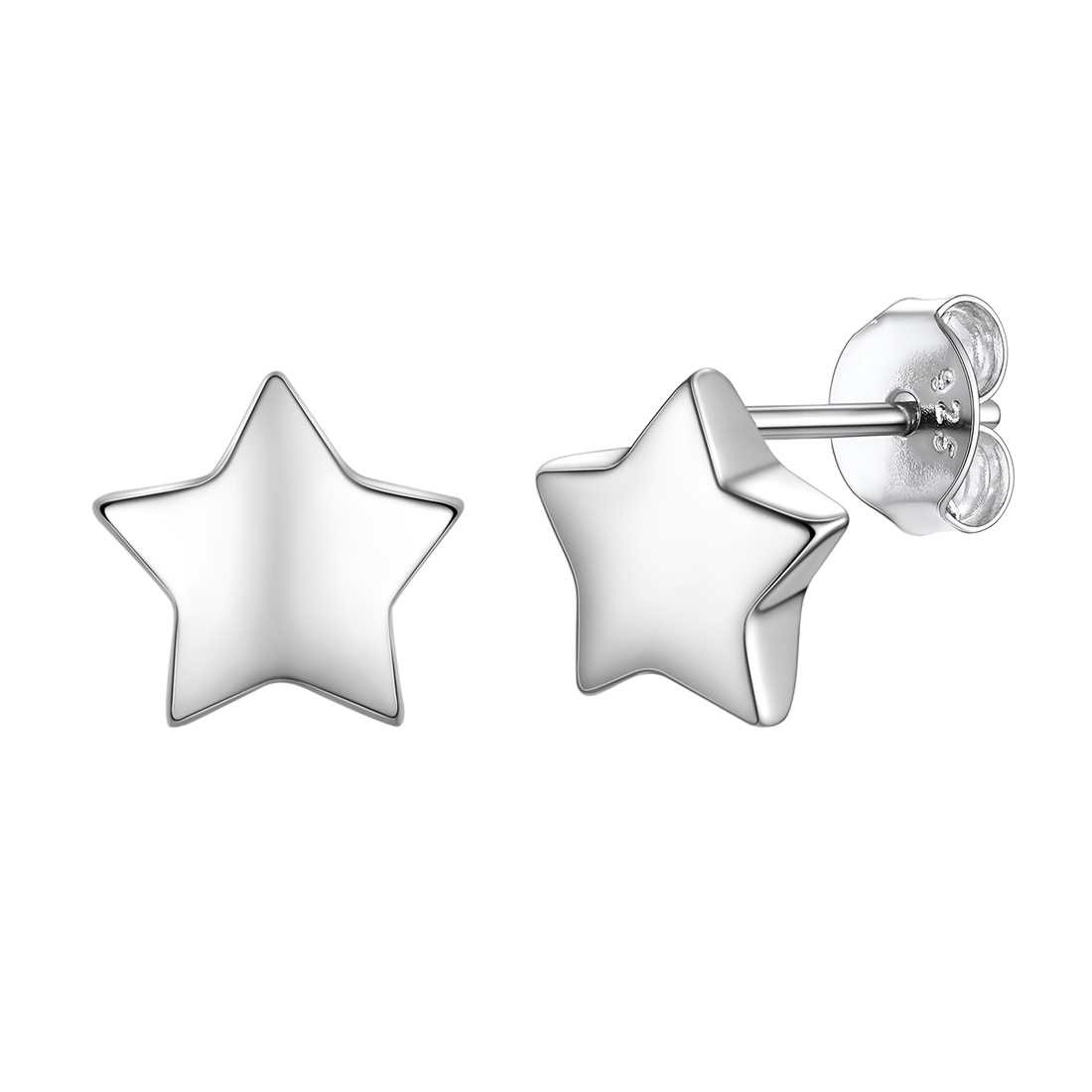 Boucles d'Oreilles Stud Étoile Personnalisées avec Gravure Initiale en Argent 925 pour Femmes Argenté