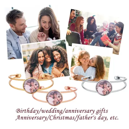 Bracelet manchette personnalisé avec photo et gravure pour femme Occasion
