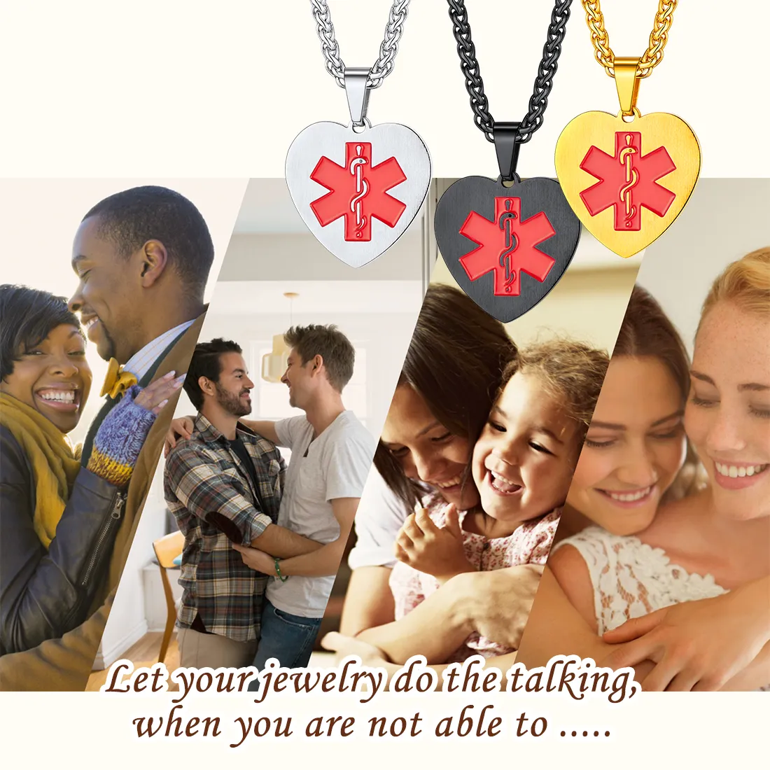 Collier Médical d'Alerte Gravé