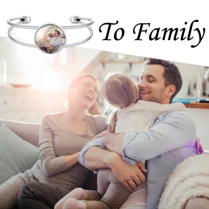 Bracelet manchette personnalisé avec photo et gravure pour femme Cadeau pour famille