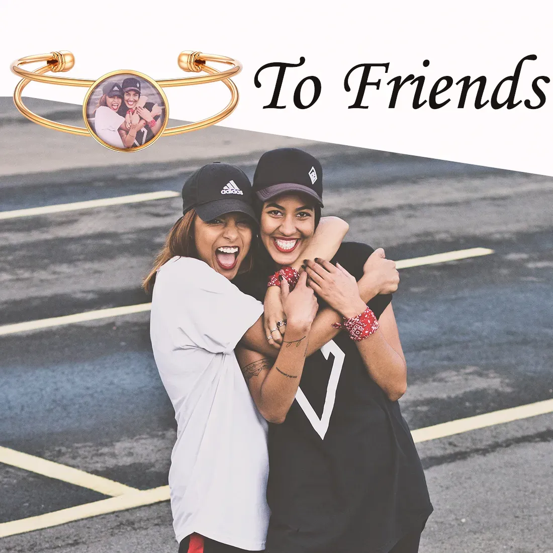 Bracelet manchette personnalisé avec photo et gravure pour femme Cadeau