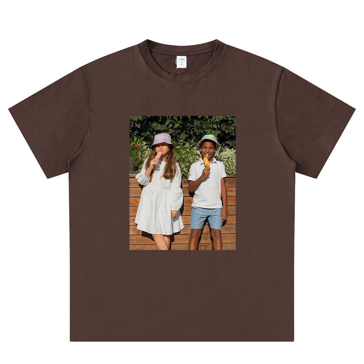 T-shirt Personnalisé avec Photo Marron pour Homme et Femme Marron