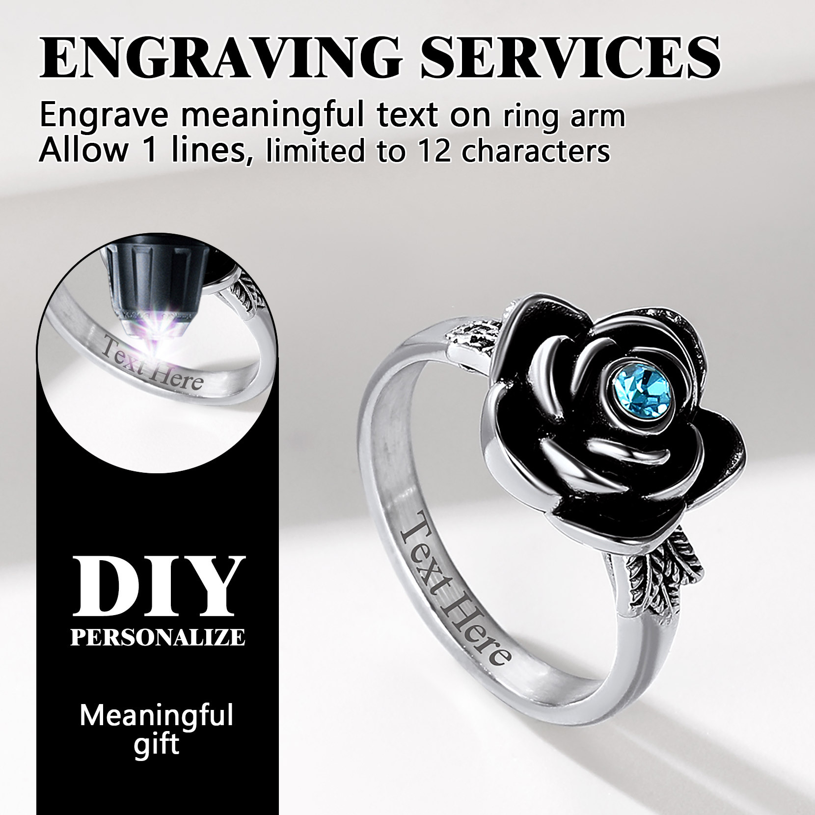 Bague Urne Commémorative Rose avec Pierre de Naissance Personnalisé pour Cendres