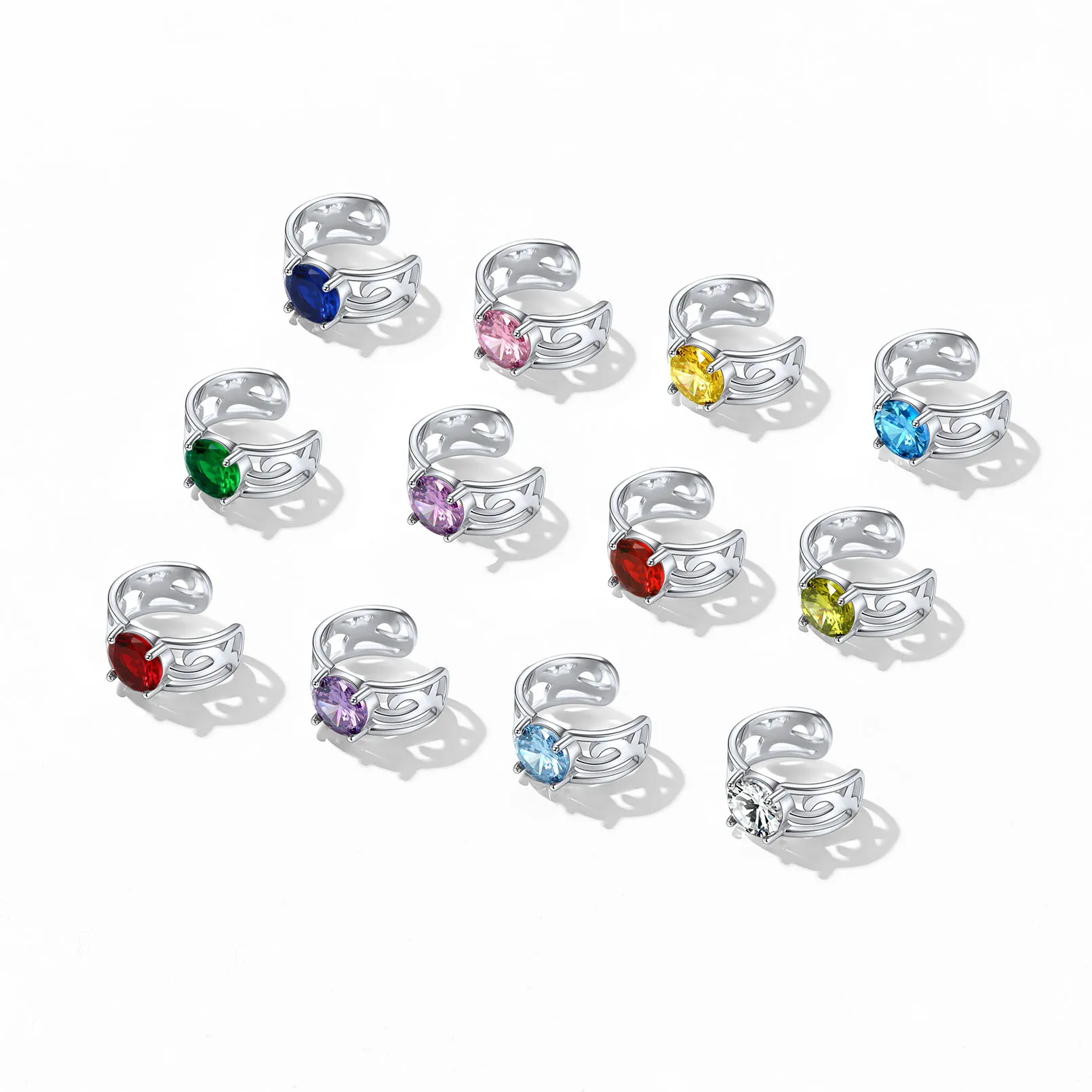 Boutons d’Oreilles Collection Non Percées avec Pierre de Naissance