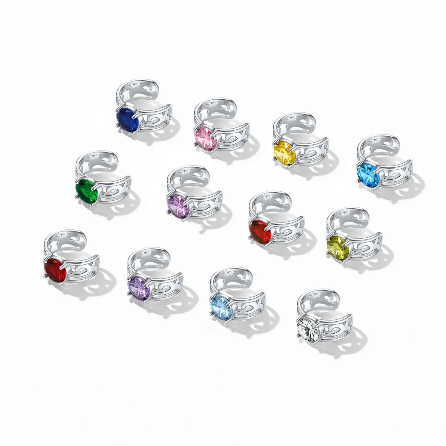 Boutons d’Oreilles Collection Non Percées avec Pierre de Naissance