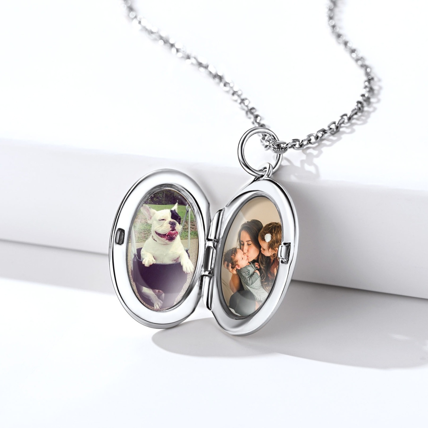 Collier avec Médaillon Ovale Personnalisé et Photos pour Femme