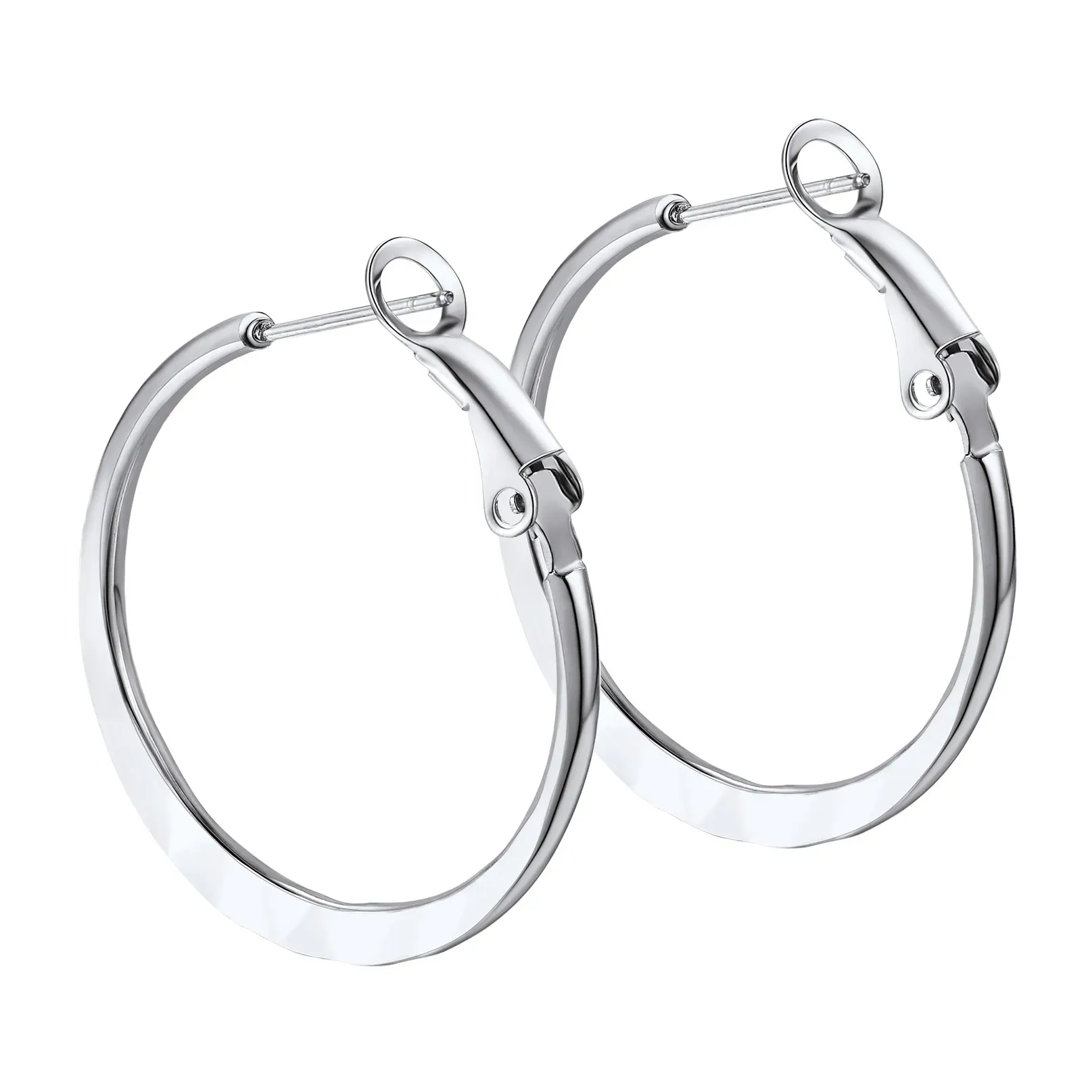 Créoles Légères en Acier Inoxydable pour Femmes Argenté