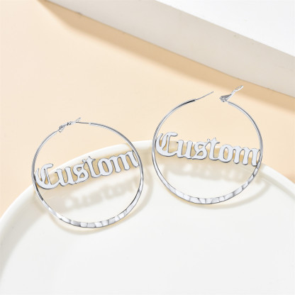 Créoles Rondes Personnalisées avec Double Nom pour Femmes 30/40/60/80mm