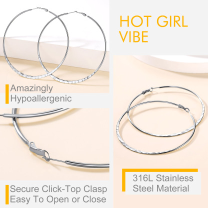 Créoles Rondes Personnalisées avec Double Nom pour Femmes 30/40/60/80mm