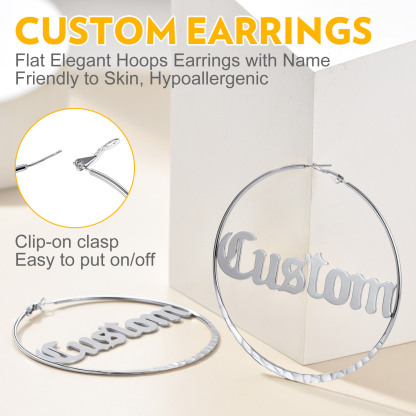 Créoles Rondes Personnalisées avec Double Nom pour Femmes 30/40/60/80mm
