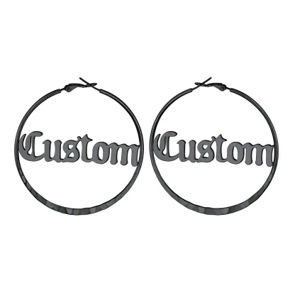 Créoles Rondes Personnalisées avec Double Nom pour Femmes 30/40/60/80mm