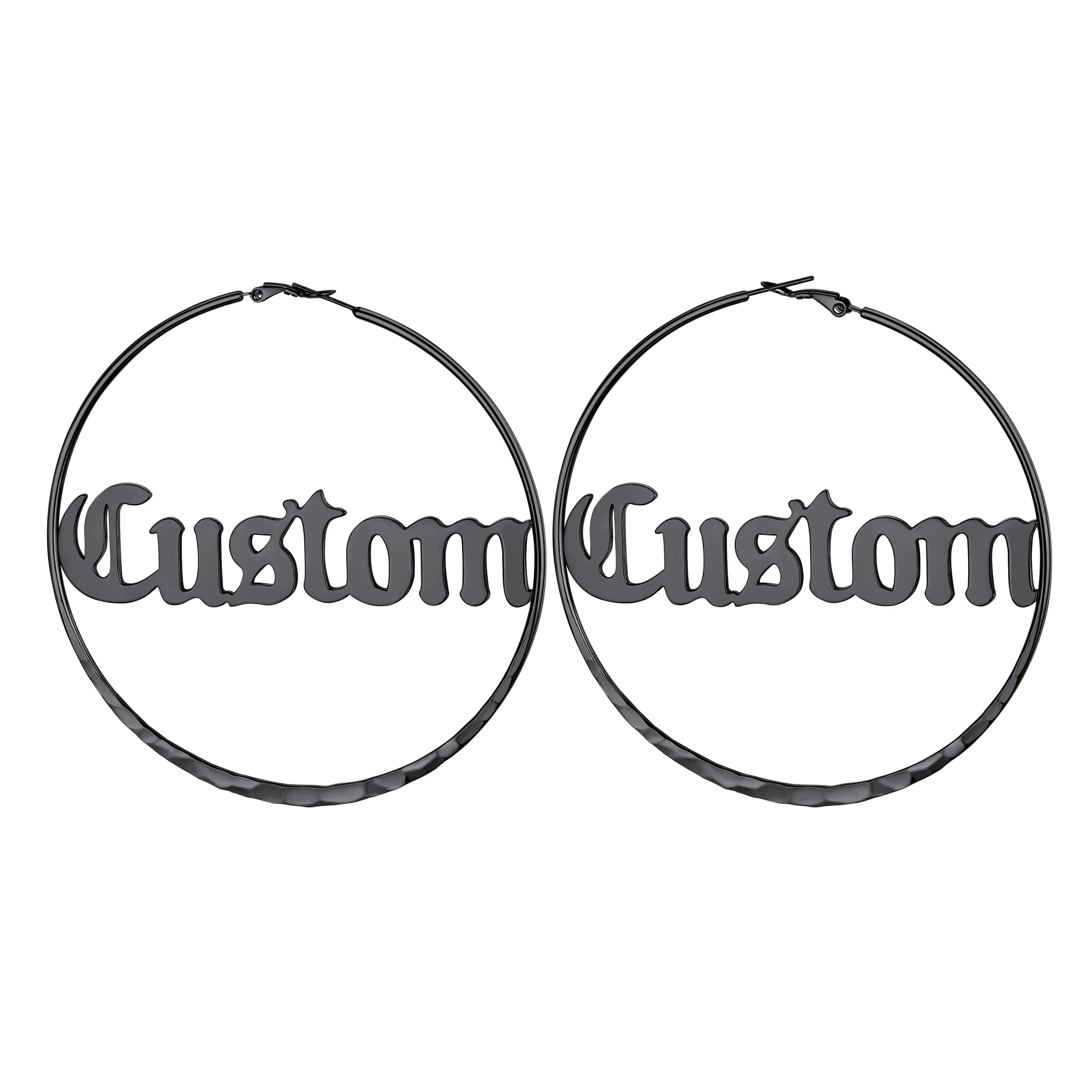 Créoles Rondes Personnalisées avec Double Nom pour Femmes 30/40/60/80mm