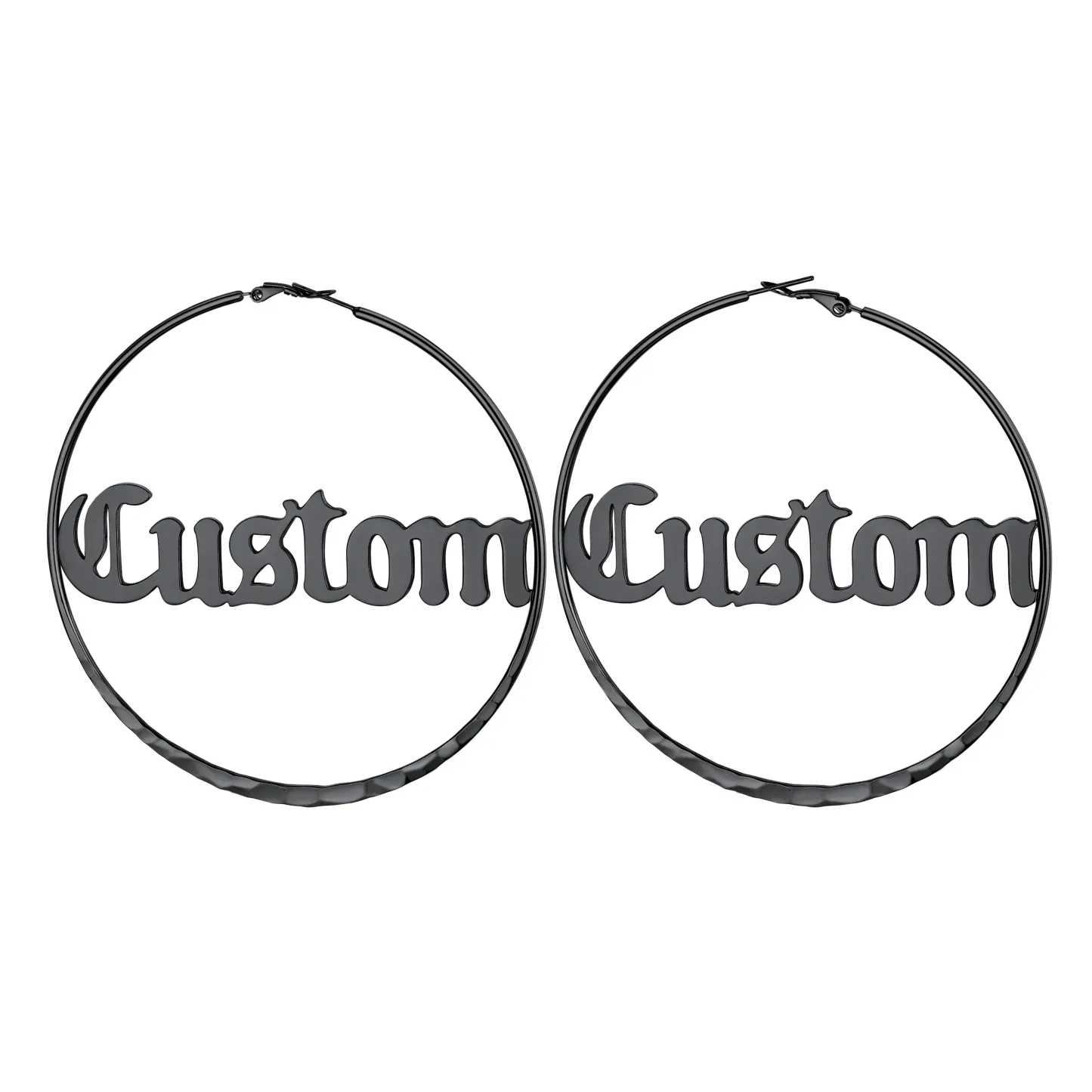 Créoles Rondes Personnalisées avec Double Nom pour Femmes 30/40/60/80mm