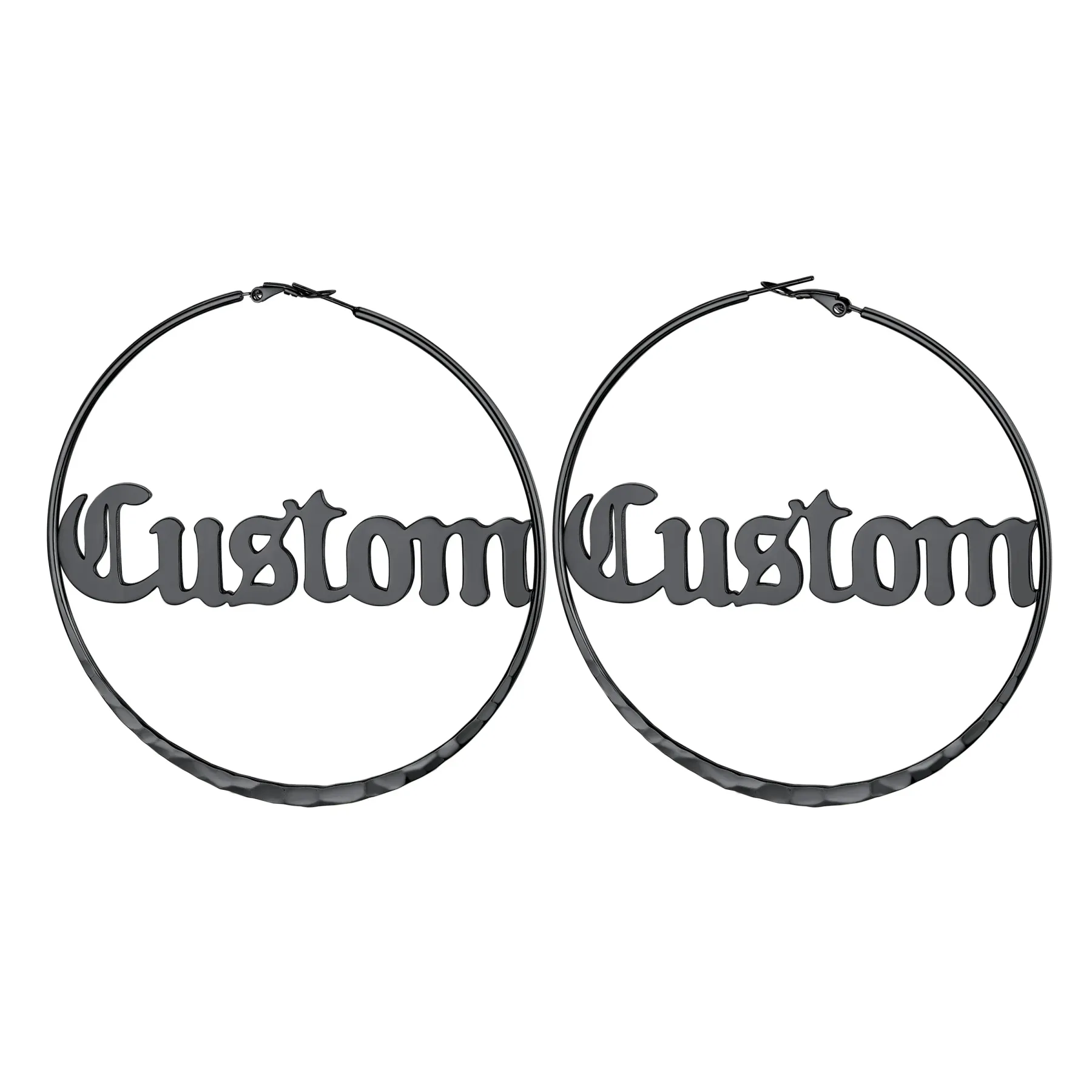 Créoles Rondes Personnalisées avec Double Nom pour Femmes 30/40/60/80mm