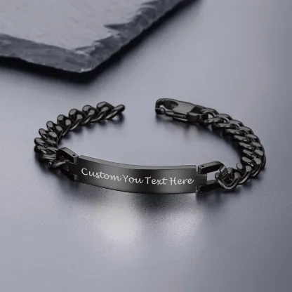 Bracelet Personnalisé en Acier Inoxydable Maille Cubaine Scène Noir
