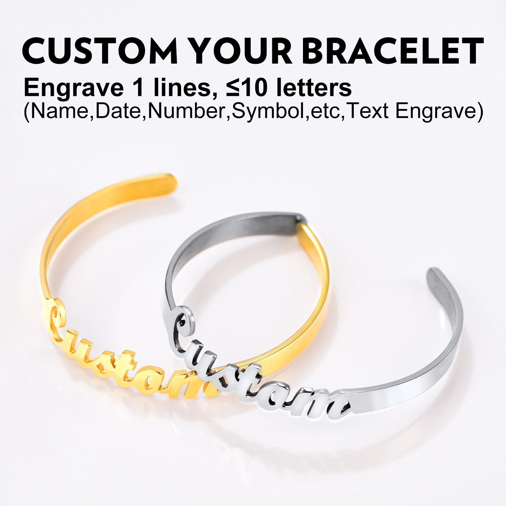  Bracelet Personnalisé avec Nom en Acier Inoxydable 316L  Cadeau