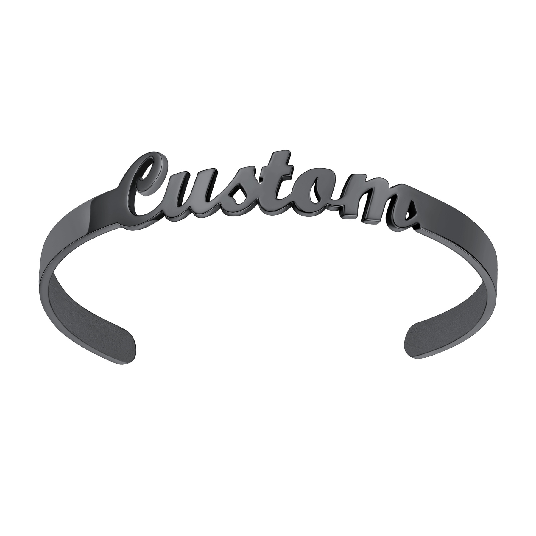  Bracelet Personnalisé avec Nom en Acier Inoxydable 316L Noir