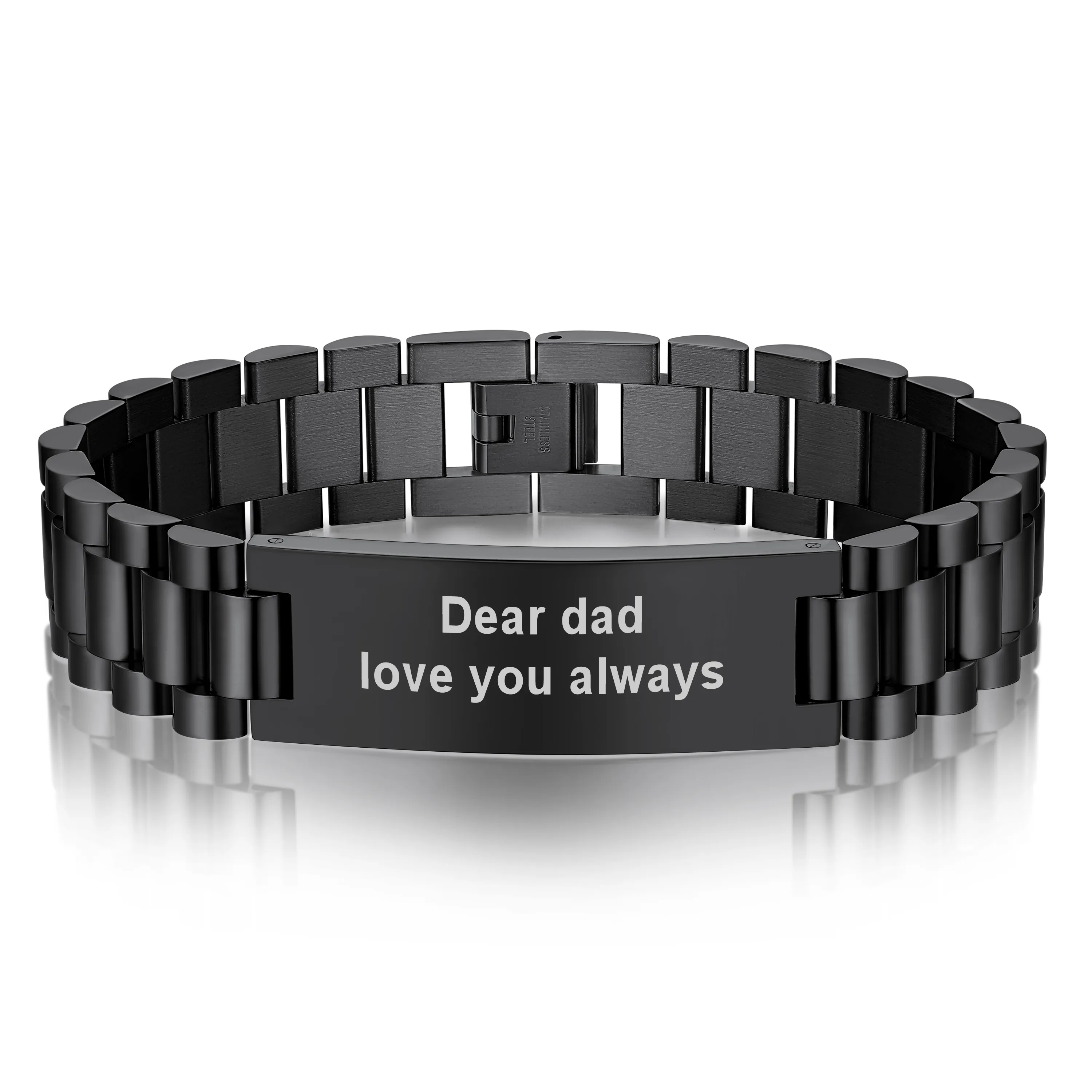 Bracelet ID en Acier Inoxydable Gravé Personnalisé pour Homme Noir