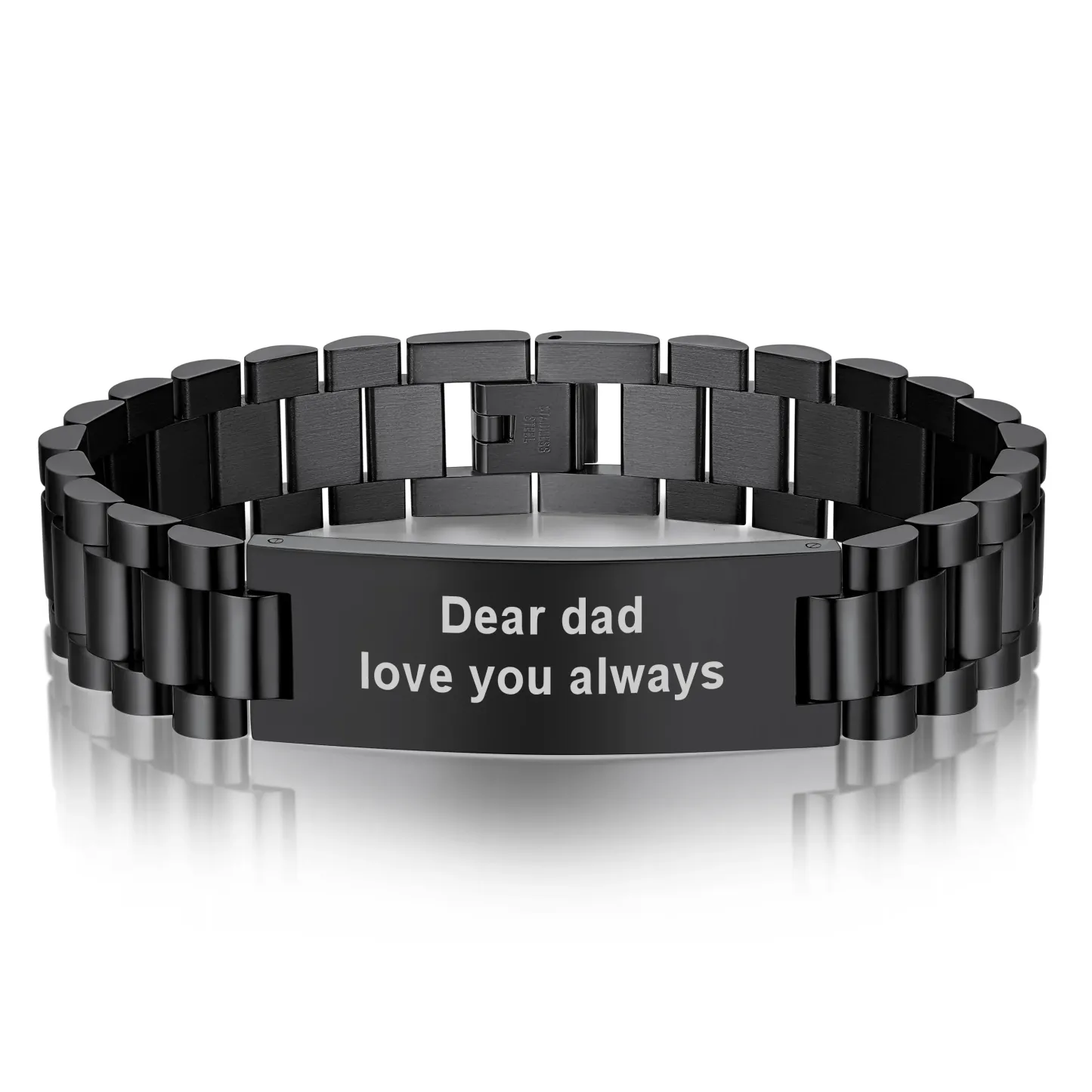 Bracelet ID en Acier Inoxydable Gravé Personnalisé pour Homme Noir