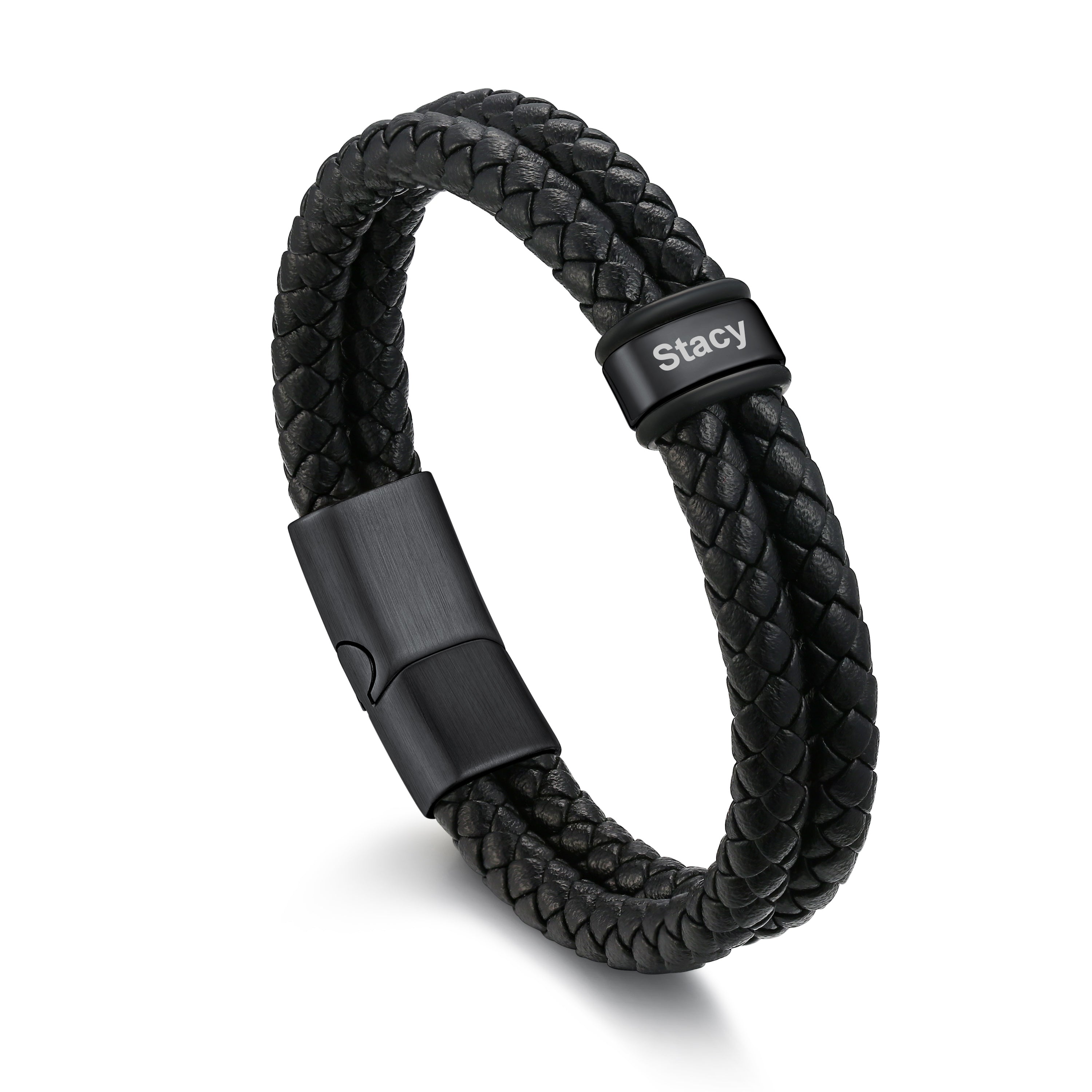 Bracelet en Cuir Personnalisé avec Prénom 