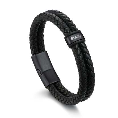 Bracelet en Cuir Personnalisé avec Prénom 