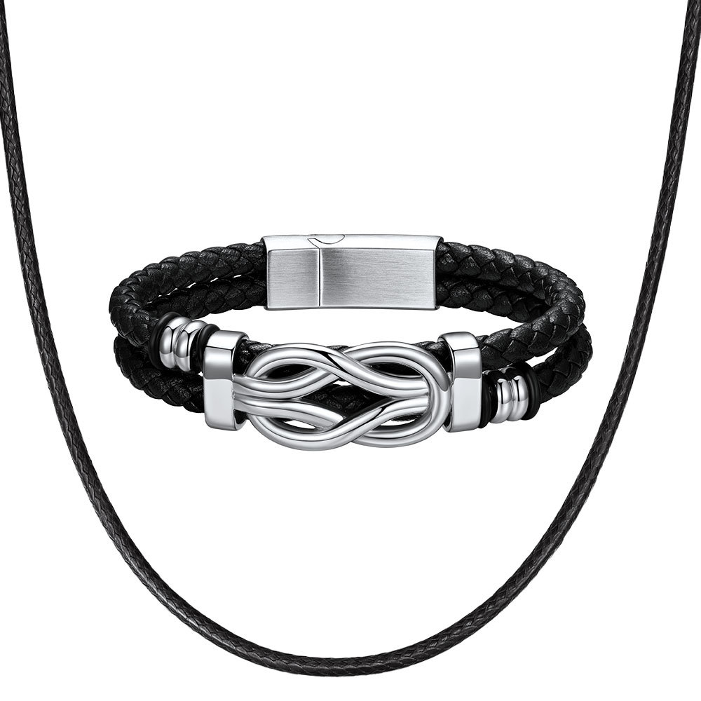 Bracelet Homme Cuir avec Noeud Infini