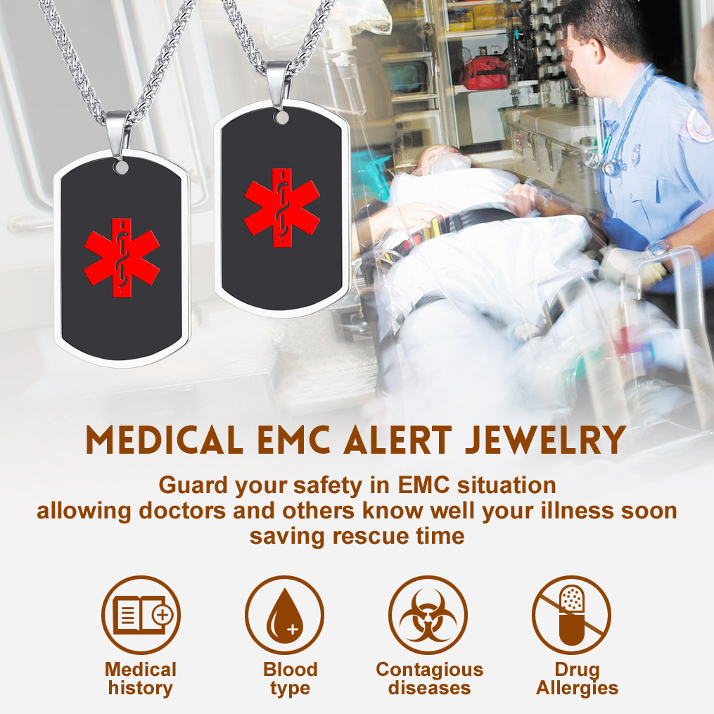 Collier Médical Personnalisé en Acier Inoxydable 