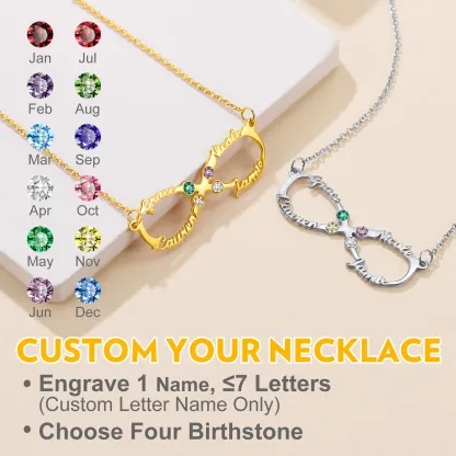 Collier Infini Personnalisé avec 4 Prénoms et Pierres de Naissance pour Femme Détail